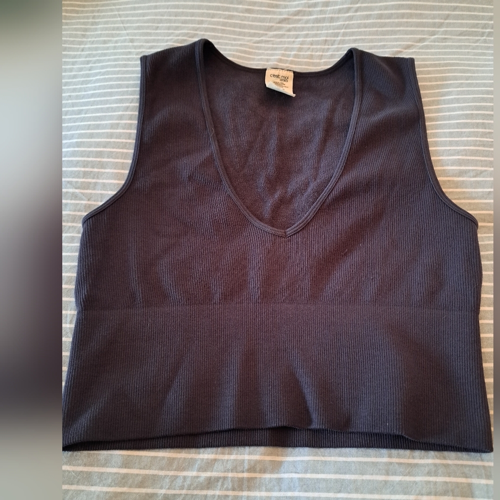 Black Ribbed Tank Top